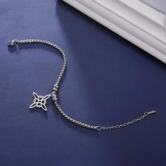 Silver Stainless Steel Witch Celtic Viking Cross Knot Fashion Bracelet NWOT - Picture 6 of 13